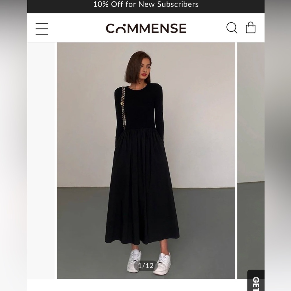 Commense Black Long Sleeve Maxi Dress
